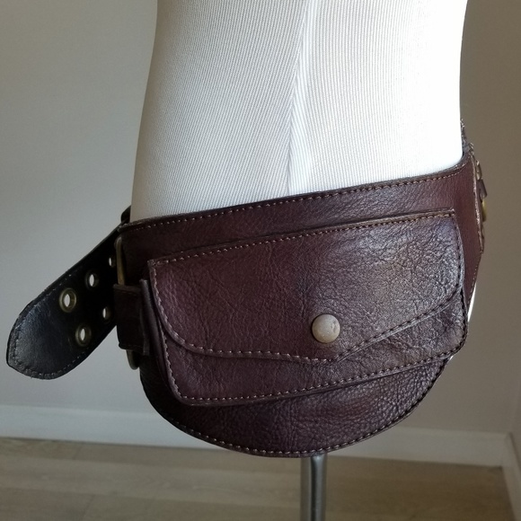 Accessories - Brown Leather Burning Man Utility Belt Waist Pack